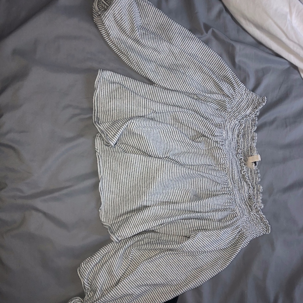 Gathered cotton striped top